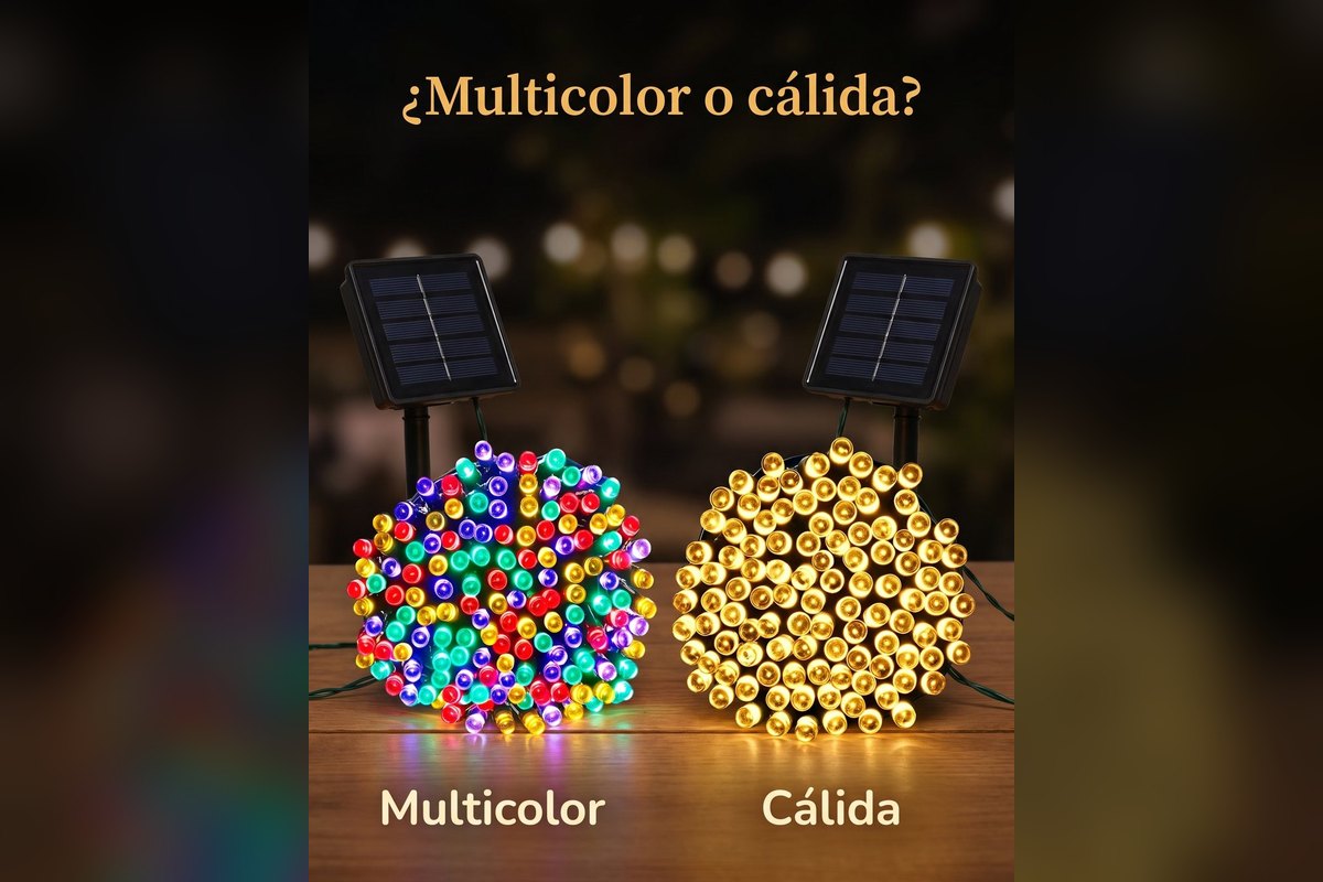 Guirnalda solar 20 m en versión multicolor y cálida