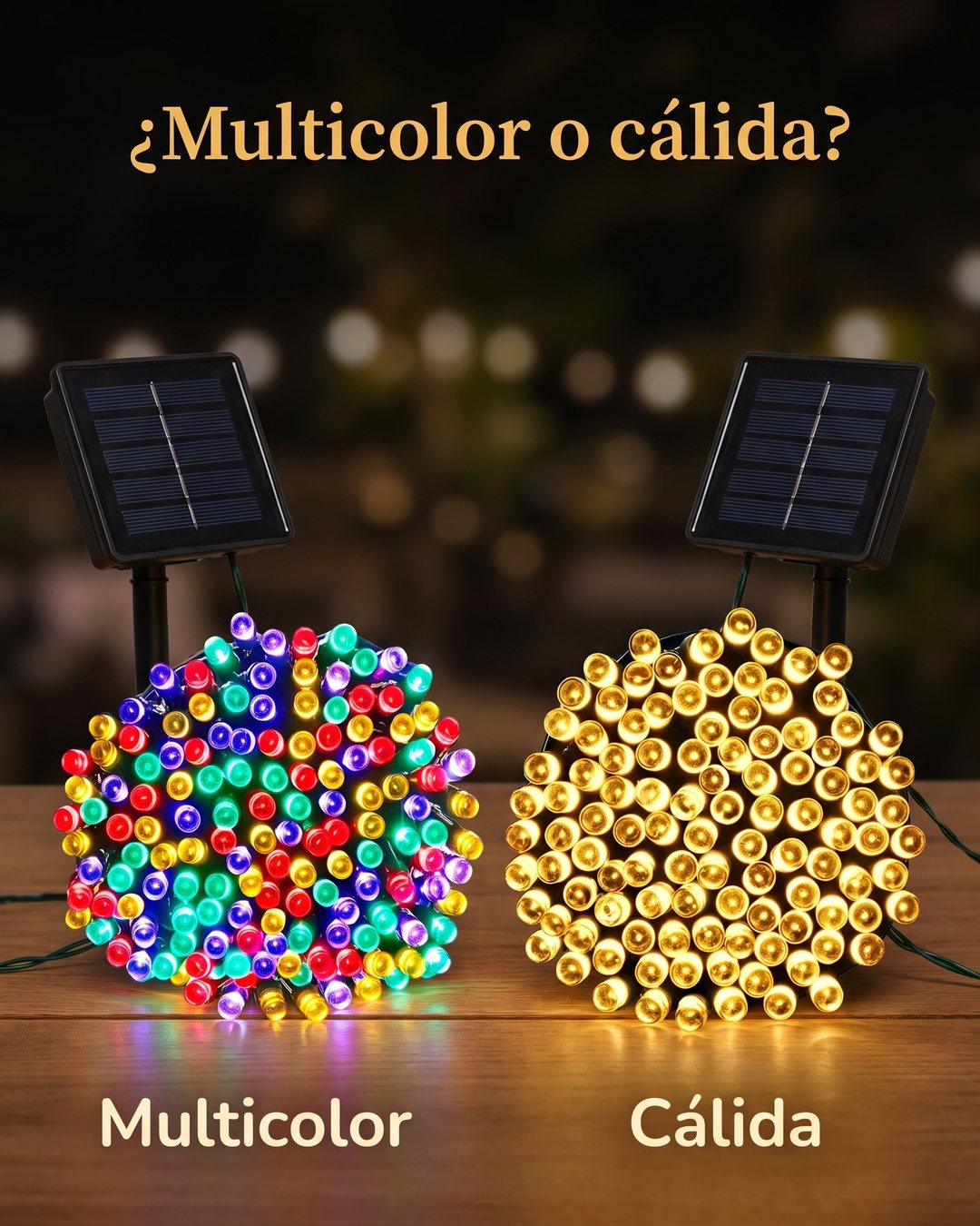Guirnalda solar 20 m multicolor y cálida