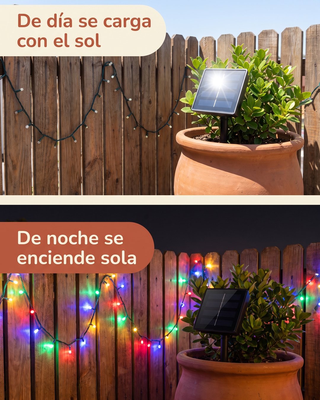 De día se carga con el sol, de noche se enciende sola